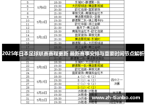 2025年日本足球联赛赛程更新 最新赛事安排与重要时间节点解析