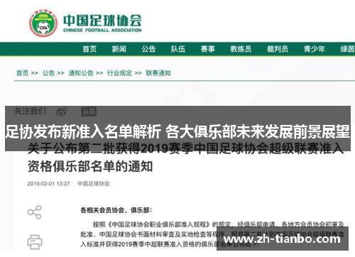 足协发布新准入名单解析 各大俱乐部未来发展前景展望