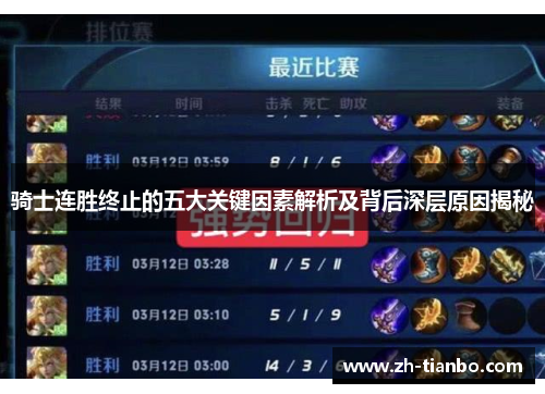 骑士连胜终止的五大关键因素解析及背后深层原因揭秘