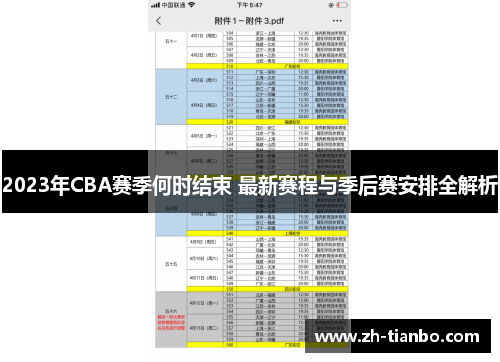 2023年CBA赛季何时结束 最新赛程与季后赛安排全解析